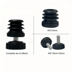 나사형 가구 레벨링 피트, M8 * 25mm 조절 가능한 캐비닛 레벨러, 마킹되지 않는 플라스틱 베이스 글라이드 패드, 파이프 끝 삽입용