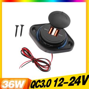 빠른 충전 QC 3.0 슬라이딩 캡이 있는 듀얼 USB 충전기 자동차 보트 버스 RV 홈용 36W 방수 12V/24V 빠른 충전 USB 충전기