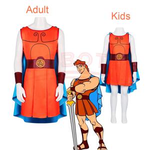 성인 어린이를위한 영화 헤라클레스 코스프레 의상 남자 소년 탑 망토 벨트 남자 할로윈 카니발 파티 남성 역할 놀이 복장