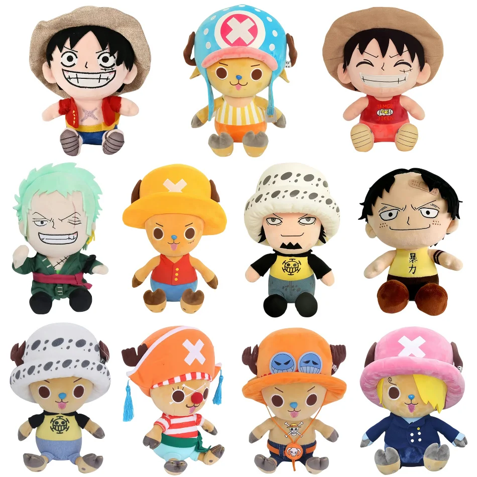 일본 애니메이션 25cm 원피스 오리지널 플러시 장난감 CartoonFigure Luffy Chopper Ace Roronoa Zoro 귀여운 인형 어린이 크리스마스 선물