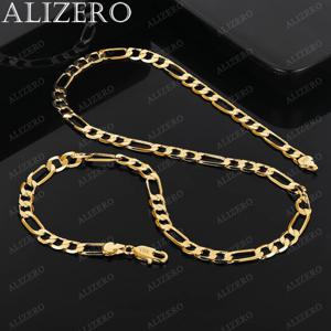 ALIZERO 18K 골드 목걸이 16/18/20/22/24/26/28/30 인치 6mm 피가로 체인 목걸이 남성 여성 파인 쥬얼리 액세서리