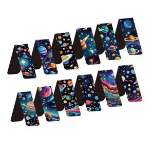 12개 우주 및 행성 테마 자기 북마크 - 학생, 교사 및 일상 사용을 위한 내구성 있는 종이 페이지 마커