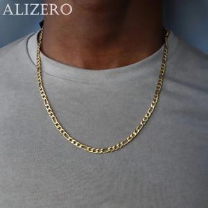 ALIZERO 18K 골드 4MM 피가로 체인 목걸이 여성을위한 남성 패션 힙합 펑크 목걸이 쥬얼리 도매 40-75cm