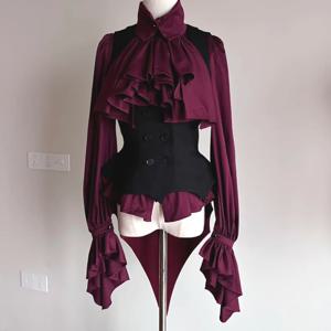 로리타 스위트 플레어 슬리브 블라우스, Y2k 미적 러플 그런지 바디콘 셔츠, 여성 상의, 하라주쿠 싱글 브레스트 빈티지 블라우스