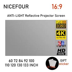 고휘도 안티 라이트 반사 프로젝션 커튼 휴대용 프로젝터 스크린 패브릭 천 16:9 홈 야외 사무실 사용