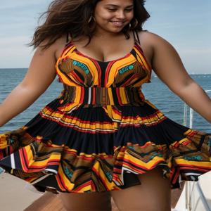 플러스 사이즈 미니 드레스 비치 여러 가지 빛깔의 아프리카 앙카라 V 넥 수영복 패브릭 드레스 인쇄 빈티지 스파게티 스트랩 섹시한 드레스