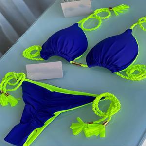 2025 섹시한 솔리드 컬러 투피스 삼각형 수영복 여성 수영복 땋은 밧줄 비키니 세트 비치 수영복 브라질 Biquinis