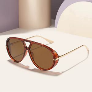 남녀공용 레트로 대형 프레임 클래식 더블 빔 선글라스, 새로운 오토바이 스타일, 일상 여행용 필수품, 1 개