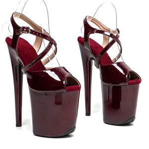 Leecabe 20cm/8inches 특허 PU 어퍼 트렌드 패션 작은 오픈 발가락 플랫폼 하이힐 샌들 섹시한 스트리퍼 힐 폴 댄스 슈즈