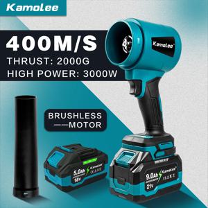 Kamolee 400 메터/초 터보 제트 팬 고전력 3000W 무선 전기 송풍기 21V 강력한 휴대용 전기 헤어 드라이어 전동 공구