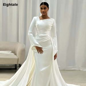 Eightale 빈티지 웨딩 드레스 비즈 맞춤형 아이보리 긴 소매 이슬람 인어 신부 가운 vestido de noiva