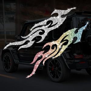 1 쌍 모조 다이아몬드 반짝이 불꽃 오토바이 스티커 방수 오토바이 헬멧 연료 탱크 자동차 백미러 비닐 데칼