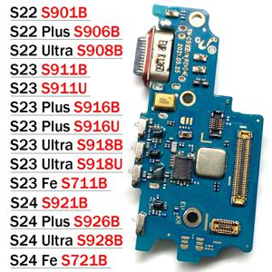 삼성 S22 S23 S24 플러스 울트라 S21 FE 5G S901B S906B S908B용 USB 충전 도크 커넥터 충전 포트 마이크 플렉스 케이블