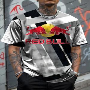 2025 뉴 레드불 남성 반팔 레드불 프린트 티셔츠 하라주쿠 캐주얼 트렌드 레드불 아웃도어 오프로드 레이싱 슈트