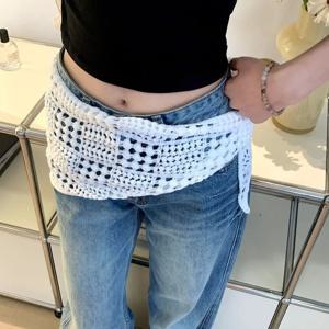 레트로 할로우 니트 삼각형 스카프 Y2k 디자인 우아한 앞치마 랩 스카프 삼각형 모양 Headscarf Balletcore 스타일