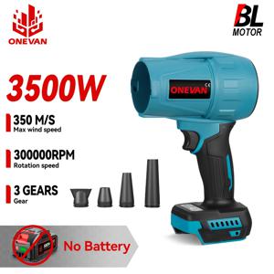 ONEVAN 3500W 브러시리스 전기 에어 블로워 300000RPM 휴대용 무선 송풍기 먼지 제거 도구 (마키타 배터리 핀용)