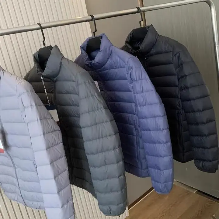 남성용 경량 숏 다운 코튼 재킷 가을 겨울 패셔너블 캐주얼 따뜻한 스탠드 칼라 스탠다드 핏 00% 코튼