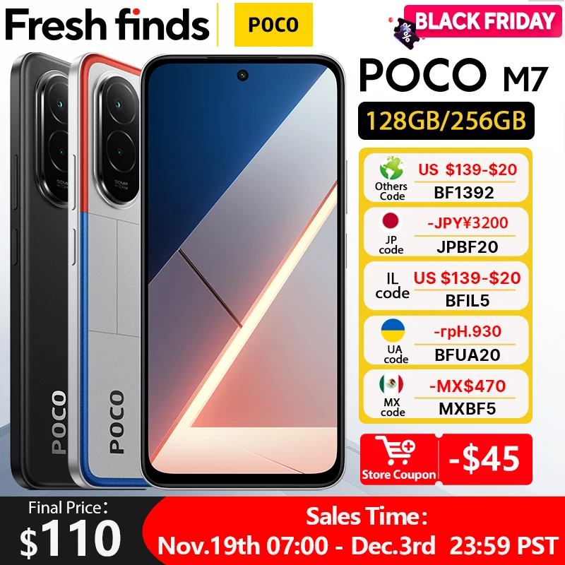 【월드 프리미어】POCO M7 글로벌 버전 스마트폰 Snapdragon 685 7000mAh 배터리 몰입형 6.9인치 FHD+ 디스플레이 NFC 33W 충전