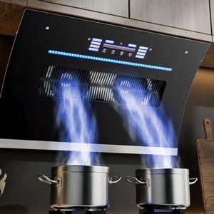 레인지 후드, 주방 43m³ 대형 흡입, 듀얼 모터 후드, 오일 흡입 자동 청소 가정용 체성 감각 레인지 후드