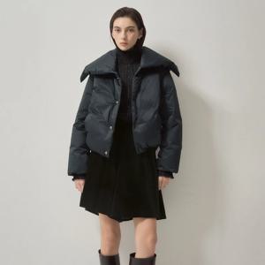 루즈핏 숏 패딩 재킷 여성용 두꺼운 구스다운 코트 단색 라펠 겨울 신상 출퇴근 스타일 나일론