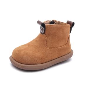 유아 소년 소녀 신발 1-3세용 넓은 발가락 미끄럼 방지 겨울 부츠가 있는 스웨이드 지퍼 업