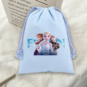 겨울왕국 드로스트링 가방 만화 애니메이션 엘사 여왕 프린트 메이크업 캔디 보관 가방 귀여운 면 소재 남아 여아용 다용도 포켓 선물 가방