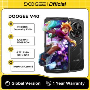 【브랜드+】DOOGEE V40 5G 러기드 폰 12GB 램 512GB 롬 게이밍 스마트폰 디멘션 7300 6.78인치 120Hz 디스플레이 108MP 카메라 NFC