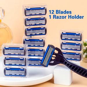 남성용 수동 면도기 안전 면도기 6 레이어 스테인레스 스틸 제모 칼 교체 가능한 면도기 헤드 면도기 도구