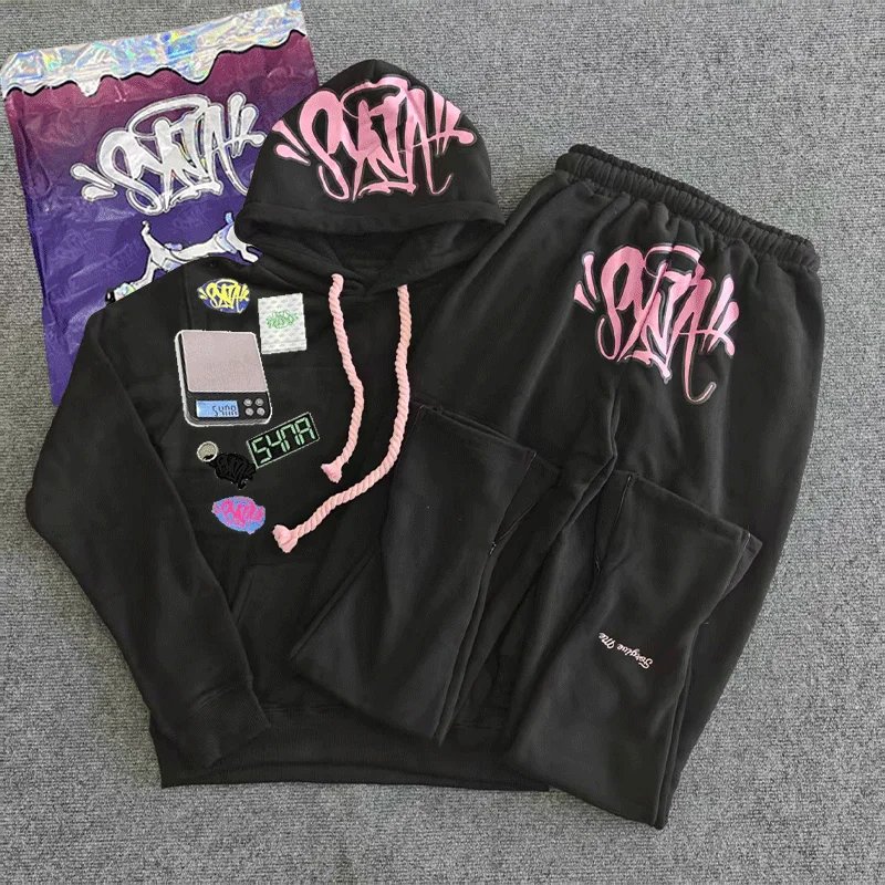 스트리트 스타일 시월드 의류 패션 캐주얼 코튼 트랙수트 상의 긴 바지 세트 남녀 공용 후드 스웨트셔츠 스포츠 바지