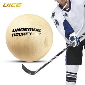 1개 아이스 하키 우드 볼 50mm 하드우드 무반발 플로어볼 훈련 장비 팀 하키 전문 훈련 볼