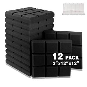 12개 방음 폼 패널 음향 폼 패널 스튜디오 방음, 가정용 벽 음향 처리 소음 방지 재료