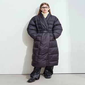 아미 롱 다운 코트 2025 겨울 신상 벨트 지퍼 다운 재킷 여성용 브이넥 긴 소매 두꺼운 탑 재킷 12424002