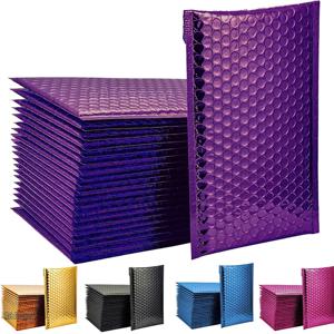 100pcs 중소기업 용품 보라색 배송 포장 거품 버블 패딩 봉투 가방 제품 포장 메일러 메일러