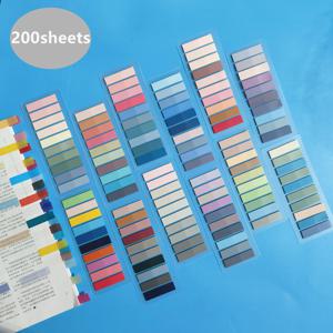 200 매 스티커 투명 스티커 노트 패드 메모장 지우기 북마크 읽기 도서 문구 학교 용품
