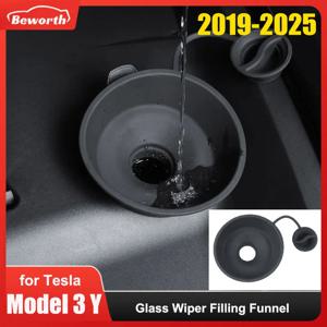 Tesla Model Y Juniper 2025 모드 3 2024 하이랜드 유리 와이퍼 필링 깔때기 필러 확대 누출 방지 앞 유리 액세서리