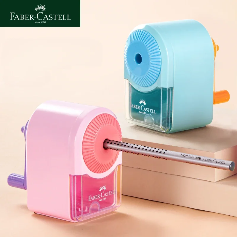 FABER CASTELL 수동 핸드 크랭크 연필 깎이 어린이, 예술가, 학생 사무용 문구 용 직경 8mm 캔디 색상 선명하게