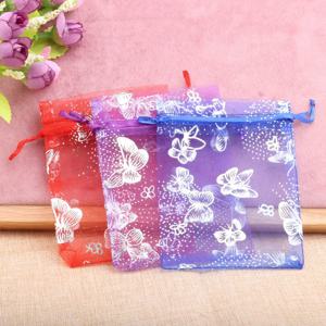 50 개/몫 12 색 나비 보석 가방 Organza 선물 가방 7x9cm 9x12cm 13x18cm 캔디 가방 보석 포장 Drawstring 가방