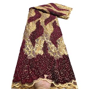 아프리카 벨벳 레이스 원단 2025 고품질 스팽글 벨벳 레이스 원단 나이지리아 레이스 바느질 여성 웨딩 드레스