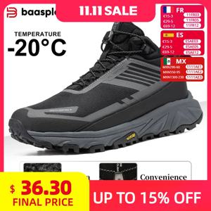 Baasploa 남성 하이킹 신발 야외 방수 운동화 남성 겨울 컴포트 플러시 따뜻한 캐주얼 워킹 슈즈 미끄럼 방지