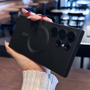 삼성 갤럭시 S24 S23 S22 울트라 S21 FE 플러스에 대한 고급 마그네틱 케이스 렌즈 보호기 무선 Chage 전화 커버 액세서리