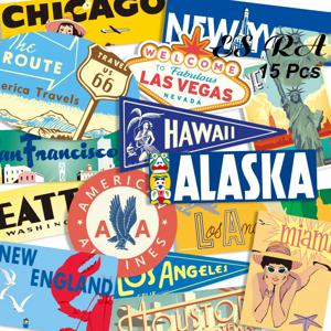 15 개/대 BigSize 스티커 미적 레트로 Pegatinas 매트 비닐 여행 도시 Suitacase 스케이트 보드 Decorat에 대 한 노트북 데 칼