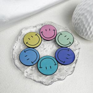 1pc 소켓 토크 톡 그립 귀여운 해피 페이스 전화 홀더 접이식 데스크탑 ABS 스탠드 모바일 그립 마운트