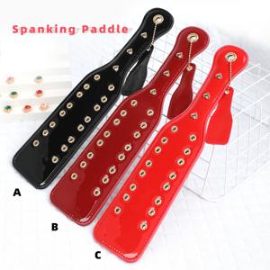 31CM 펑크 리벳 PU 가죽 스팽킹 패들 채찍 승마 말 박쥐 스타일 Floggers 징계 및 훈련