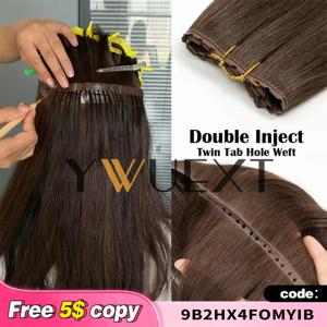 더블 주입 XO 홀 씨실 인간의 머리카락 확장 12