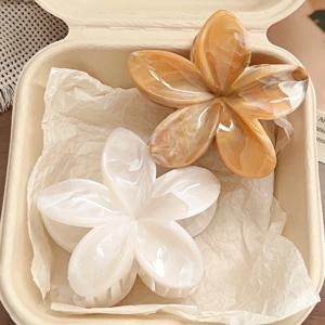 하와이안 플라워 클로 클립 (여성용), 마블 베인 플라워 헤어 클로 클립 (얇은 모발용), 귀여운 비치 헤어 액세서리