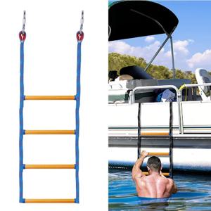 요트 사다리 해양 생물 사다리 사다리 밧줄 사다리 4 섹션 분실 방지 사다리 등산 버클 밧줄 사다리 낚시 보트