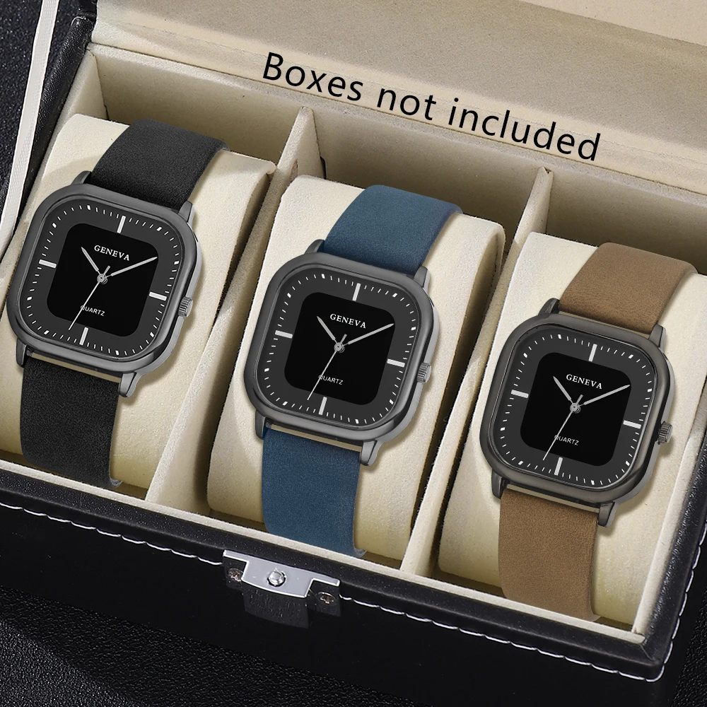 1PCS 트렌디 남자 시계 세련되고 다양한 간단한 스타일 직사각형 다이얼 쿼츠 시계 친구 또는 아버지를위한 완벽한 선물