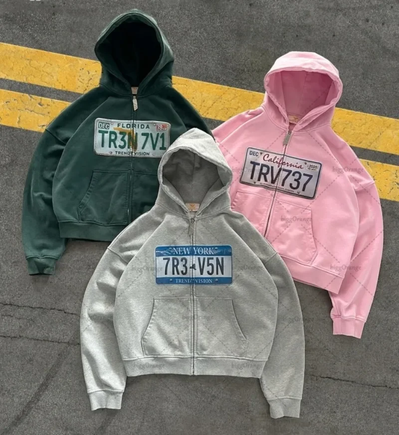 Y2K 레트로 지퍼 업 후드 힙합 프린트 레터 캐주얼 streetwear 남성과 여성을위한 고딕 하라주쿠 패션 오버 사이즈 스웨터
