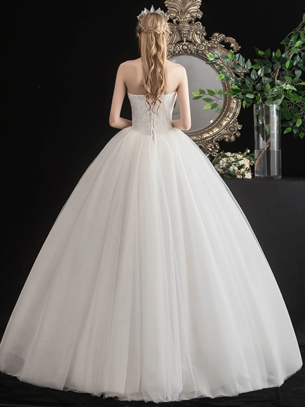 2025년 신상 여름 가을 스트랩리스 웨딩드레스 패션 심플 한국 스타일 레이스 공주 요정 부드러운 여성 웨딩드레스