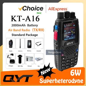 QYT KT-A16 6W 118-136MHz 항공 송신기 밴드 라디오 NOAA 날씨 장거리 휴대용 VOX 송신 공기 HT 워키 토키